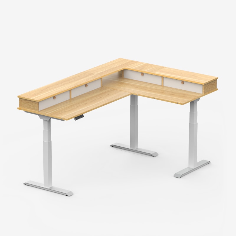 L-Shaped Standing Desk with Storage